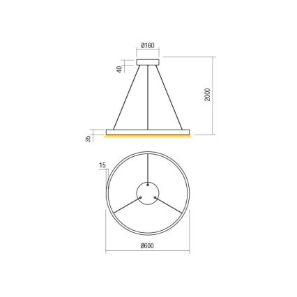 Redo 01-2867 - Dimmbare LED-Hängeleuchte an Schnur FEBE LED/37W/230V schwarz