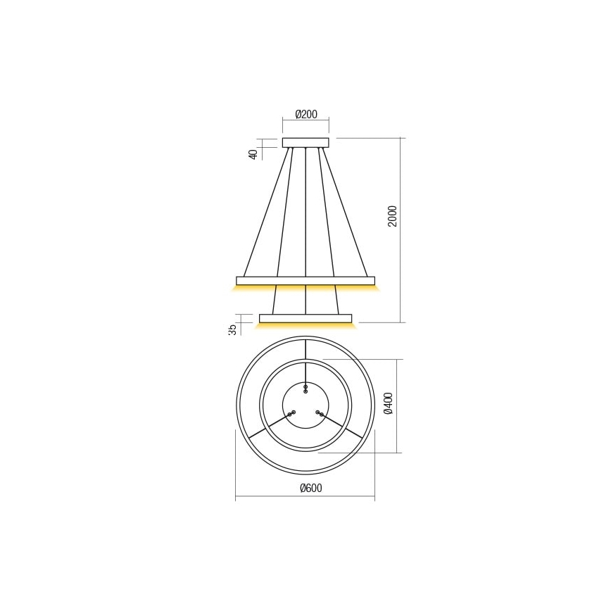 Redo 01-2891 - Dimmbare LED-Hängeleuchte an Schnur FEBE LED/62W/230V schwarz
