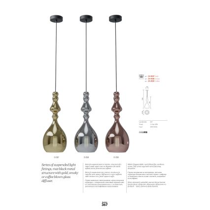 Redo 01-2937 - Pendelleuchte AMBIX mit Kabel, 1xE27/42W/230V, Ø 18 cm, gold