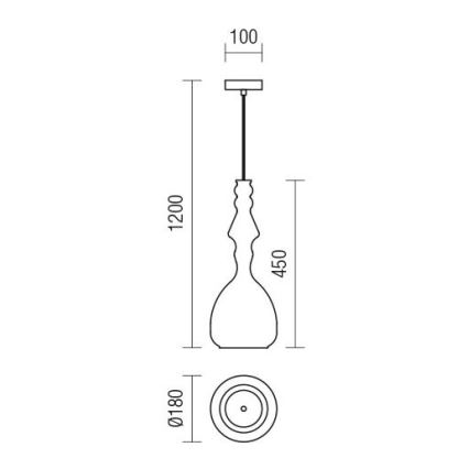 Redo 01-2938 - Pendelleuchte mit Kabel AMBIX 1xE27/42W/230V Ø 18 cm grau