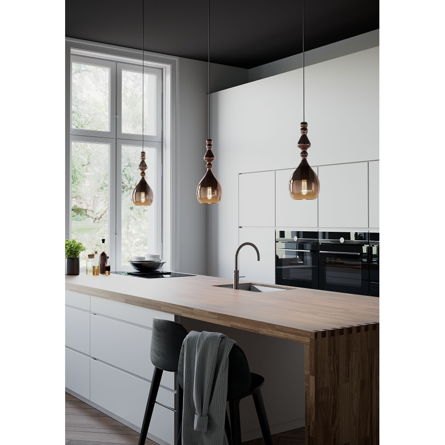 Redo 01-2939 - Pendelleuchte am Kabel AMBIX 1xE27/42W/230V Ø 18 cm braun