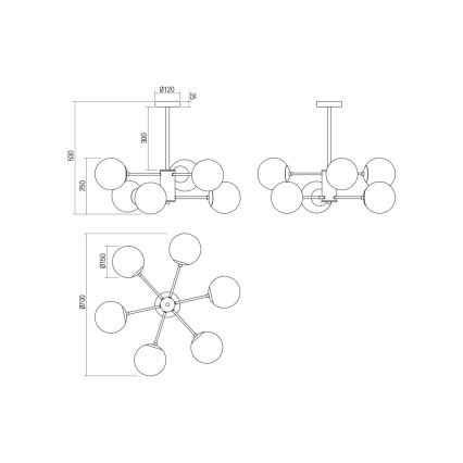 Redo 01-2943 - Pendelleuchte mit Stange MUNDI 6xE14/28W/230V Kupfer/rauchfarben