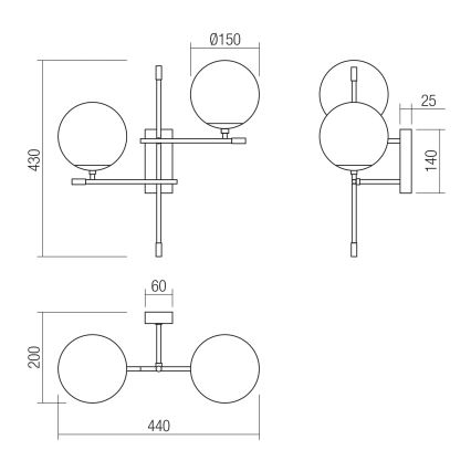 Redo 01-2946 - Wandleuchte ESSENTIAL 2xE14/28W/230V