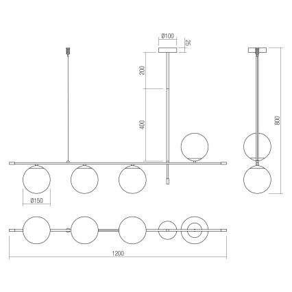 Redo 01-2949 - Hängeleuchte an Schnur ESSENTIAL 4xE14/28W/230V