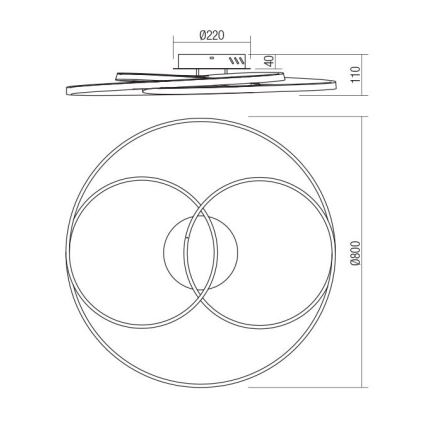 Redo 01-2973 - LED-Deckenleuchte CENTRIX LED/92W/230V bronzen