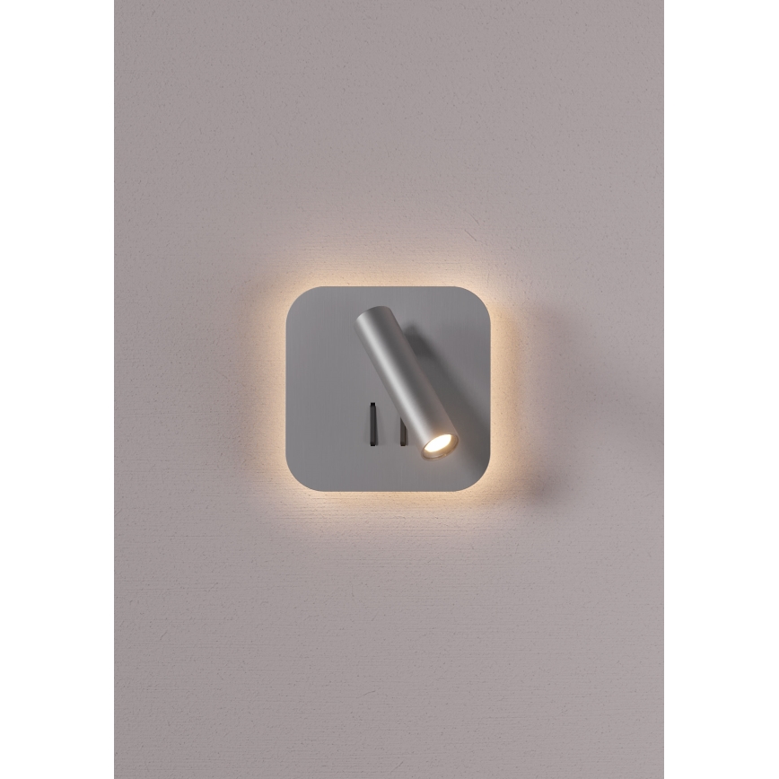 Redo 01-2978 - LED-Wandleuchte QUDA LED/6W/230V + LED/3W 3000K CRI 90 USB mattchrom