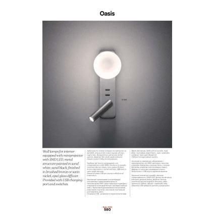 Redo 01-2992 - LED-Wandleuchte OASIS LED/3W/230V + 1xG9/10W USB CRI 90 Bronze