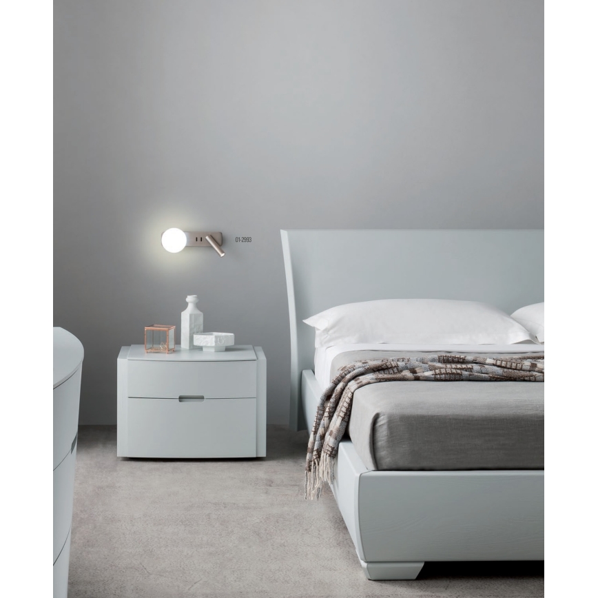 Redo 01-2993 - LED-Wandleuchte OASIS LED/3W/230V + 1xG9/10W USB CRI 90 glänzender Chrom
