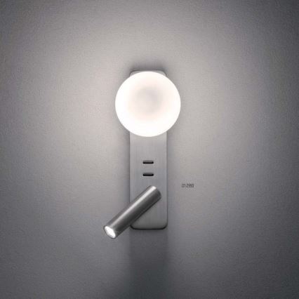 Redo 01-2993 - LED-Wandleuchte OASIS LED/3W/230V + 1xG9/10W USB CRI 90 glänzender Chrom