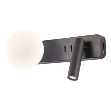 Redo 01-2994 - OASIS LED-Wandleuchte LED/3W/230V + 1xG9/10W USB CRI 90 schwarz