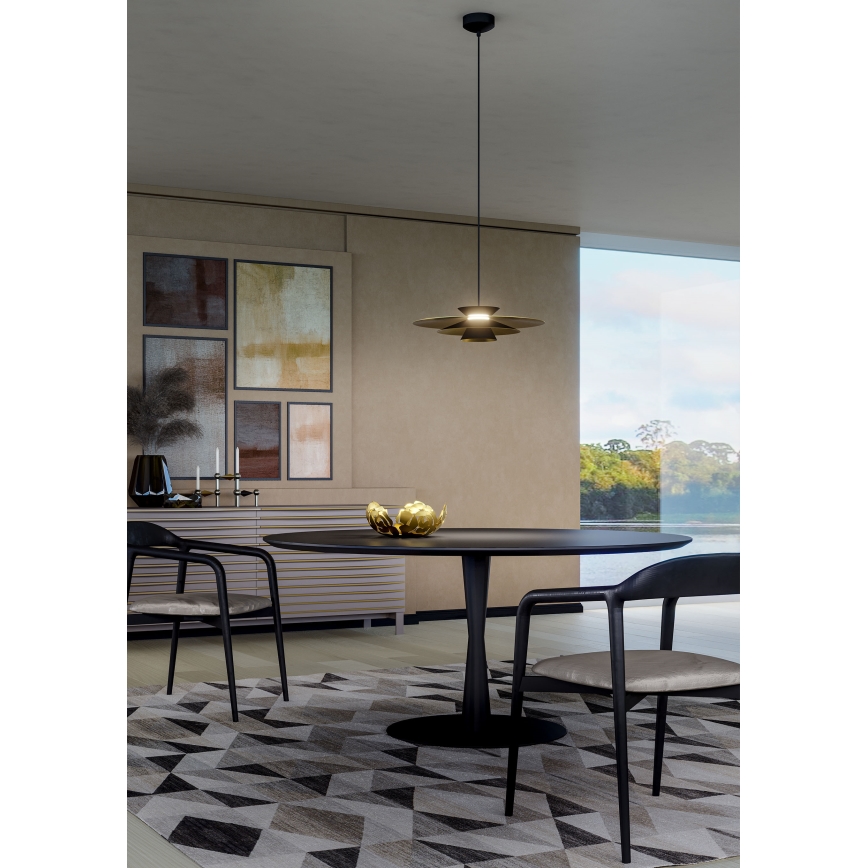 Redo 01-3001 - LED-Pendelleuchte mit Kabelaufhängung FARGO LED/16,5W/230V CRI 90 Ø 50 cm schwarz/gold