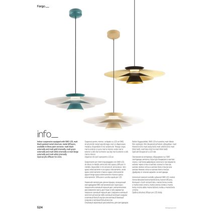 Redo 01-3001 - LED-Pendelleuchte mit Kabelaufhängung FARGO LED/16,5W/230V CRI 90 Ø 50 cm schwarz/gold