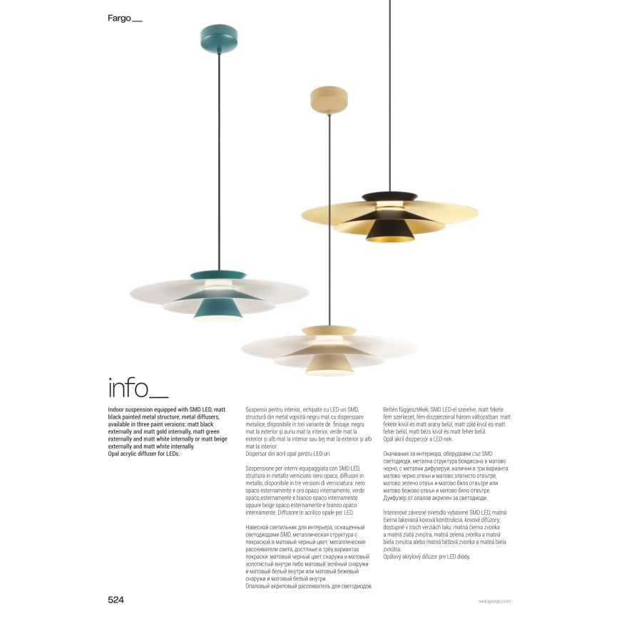 Redo 01-3001 - LED-Pendelleuchte mit Kabelaufhängung FARGO LED/16,5W/230V CRI 90 Ø 50 cm schwarz/gold