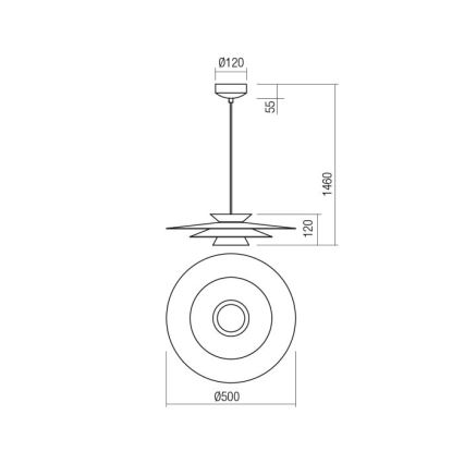 Redo 01-3001 - LED-Pendelleuchte mit Kabelaufhängung FARGO LED/16,5W/230V CRI 90 Ø 50 cm schwarz/gold