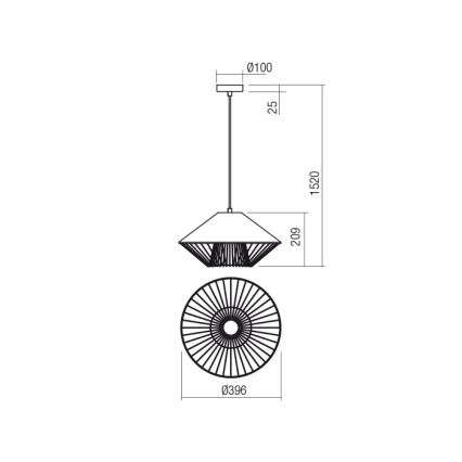 Redo 01-3005 - Pendelleuchte mit Kabel GRILL 1xE27/42W/230V Ø 39,6 cm schwarz/braun