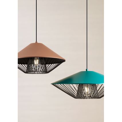 Redo 01-3006 - Pendelleuchte mit Kabelaufhängung GRILL 1xE27/42W/230V Ø 39,6 cm schwarz/türkis