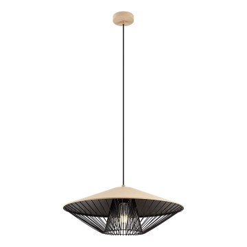 Redo 01-3011 - Pendelleuchte an Kabel GRILL 1xE27/42W/230V Ø 49,5 cm schwarz/beige