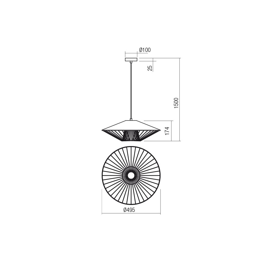 Redo 01-3011 - Pendelleuchte an Kabel GRILL 1xE27/42W/230V Ø 49,5 cm schwarz/beige