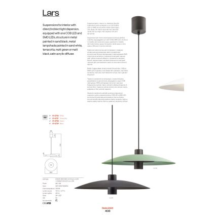 Redo 01-3021 - LED-Pendelleuchte an Kabel LARS LED/14W/230V + LED/10W Ø 60 cm CRI 90 schwarz