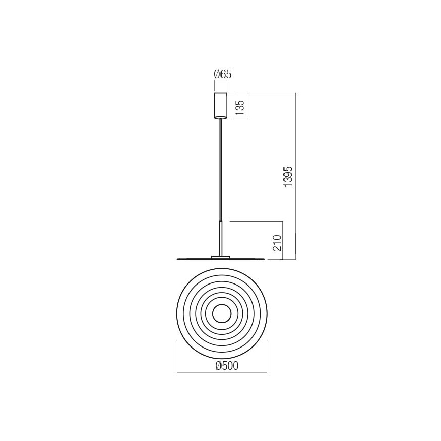 Redo 01-3045 - LED-Hängeleuchte an Seil LAKE LED/13W/230V CRI 90 Durchmesser 50 cm orange