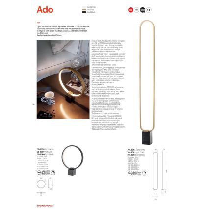 Redo 01-3061 - Dimmbare LED-Stehleuchte ADO LED/24W/230V weiß