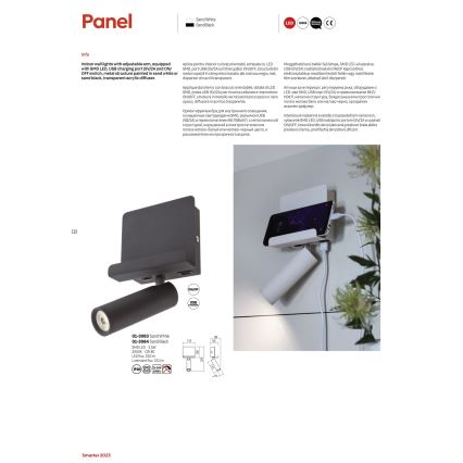 Redo 01-3083 - LED-Wandstrahler PANEL LED/3,5W/230V USB weiß