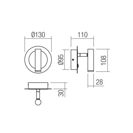 Redo 01-3089 - LED-Wandstrahler CLOSER LED/6W/230V weiß