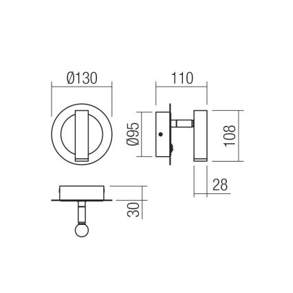 Redo 01-3090 - LED-Wandstrahler CLOSER LED/6W/230V schwarz