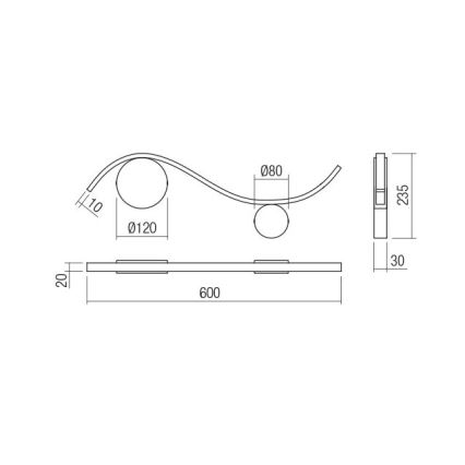 Redo 01-3109 - LED-Wandbeleuchtung WAVE LED/9W/230V Messing