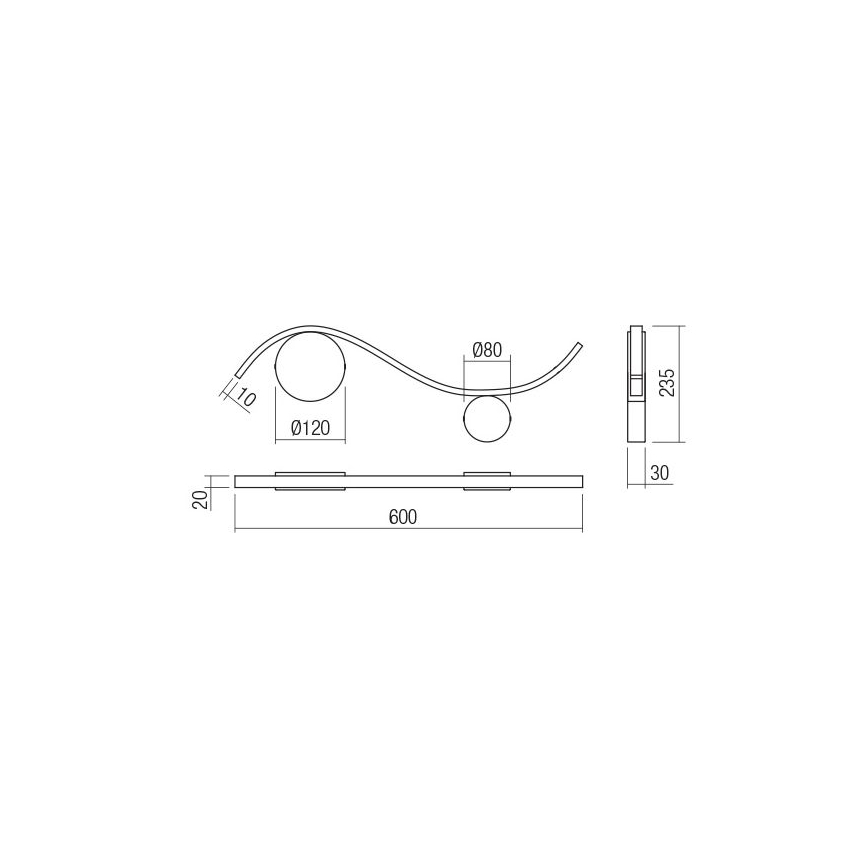 Redo 01-3109 - LED-Wandbeleuchtung WAVE LED/9W/230V Messing