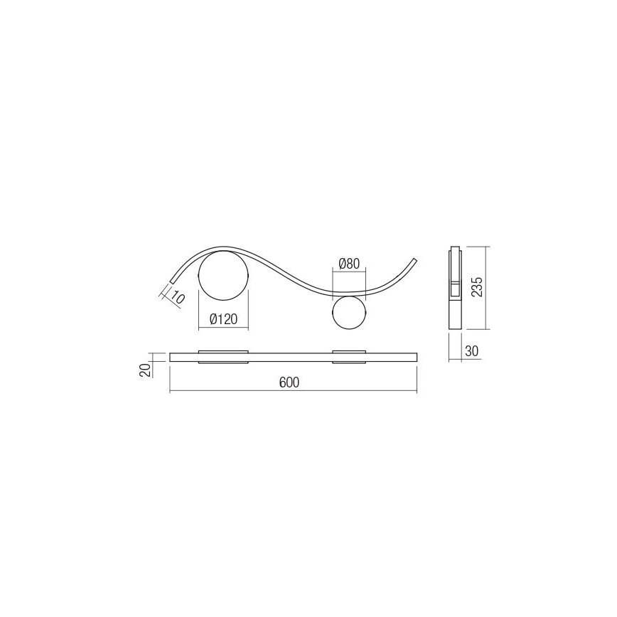 Redo 01-3110 - LED-Wandbeleuchtung WAVE LED/9W/230V schwarz