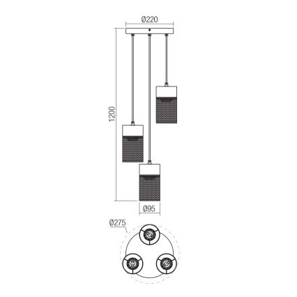 Redo 01-3142 - Hängeleuchte an Schnur STEM 3xE27/42W/230V