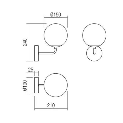 Redo 01-3147 - Wandleuchte BOWLING 1xE27/42W/230V golden