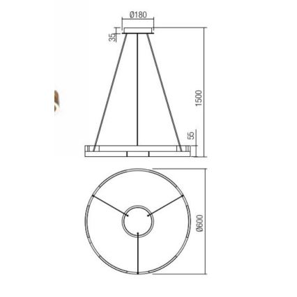 Redo 01-3173 - Dimmbare LED-Hängeleuchte an Schnur CASTLE LED/36W/230V schwarz