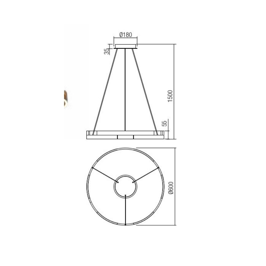 Redo 01-3173 - Dimmbare LED-Hängeleuchte an Schnur CASTLE LED/36W/230V schwarz