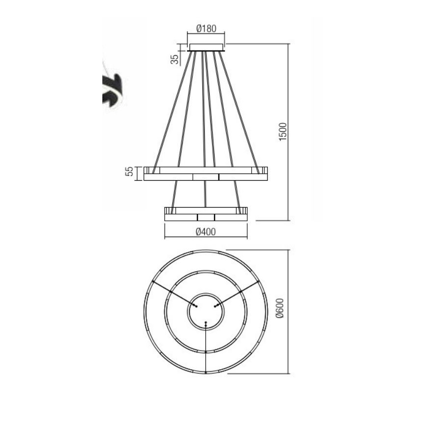Redo 01-3178 - Dimmbare LED-Hängeleuchte an Schnur CASTLE LED/60W/230V golden