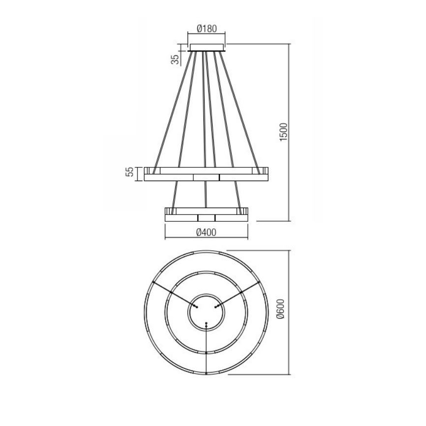 Redo 01-3179 - Dimmbare LED-Hängeleuchte an Schnur CASTLE LED/60W/230V schwarz