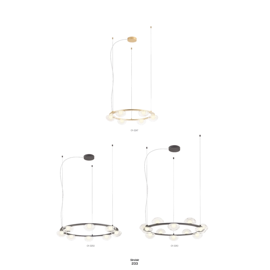 Redo 01-3247- Dimmbare LED-Hängeleuchte an Schnur SINCLAIR LED/37,2W/230V CRI 93 IP21 golden