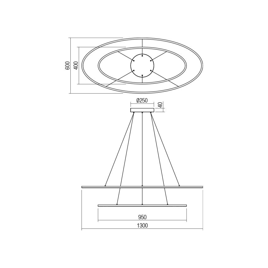Redo 01-3300 - LED-dimmbare seilabhängige Pendelleuchte LEO LED/115W/230V 3000/4000K CRI 90 60x130 cm bronzefarben