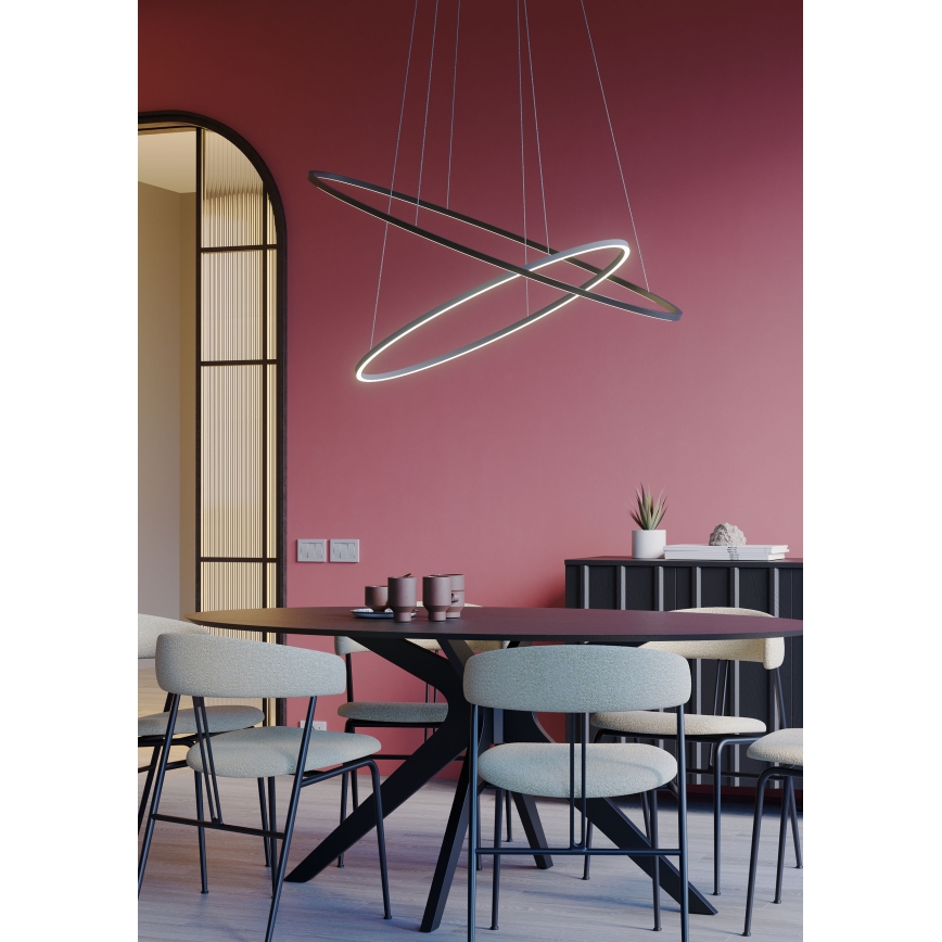 Redo 01-3343 - Dimmbare LED-Pendelleuchte LEO an Stahlseil LED/115W/230V 3000/4000K CRI 90 schwarz