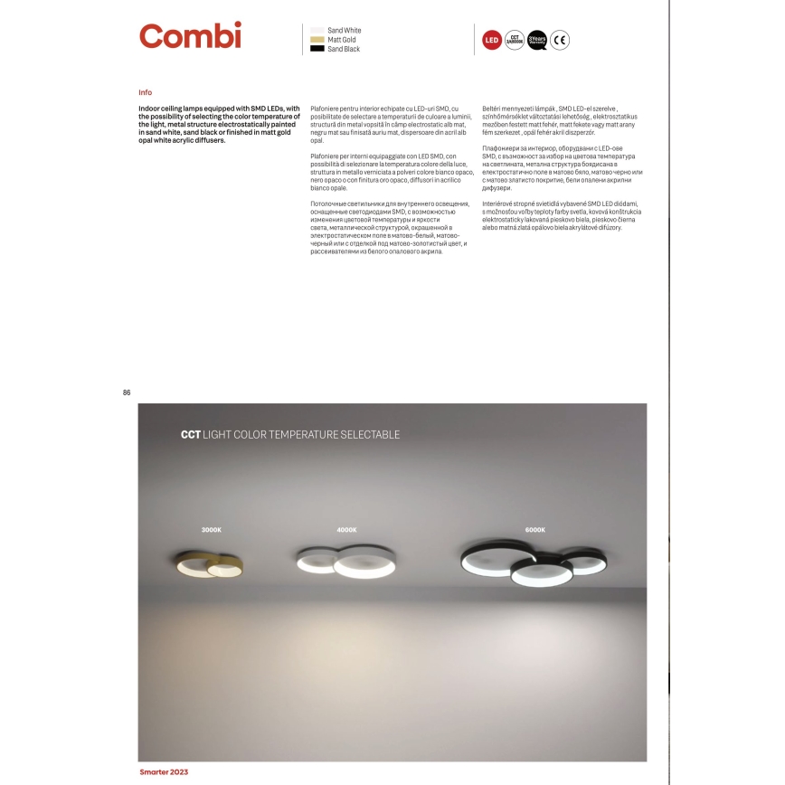 Redo 01-3372 - LED dimmbares Deckenleuchte COMBI LED/50W/230V 3000/4000/6000K CRI98 schwarz