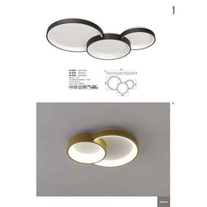 Redo 01-3375 - LED dimmbares Deckenleuchte COMBI LED/72W/230V 3000/4000/6000K CRI98 schwarz