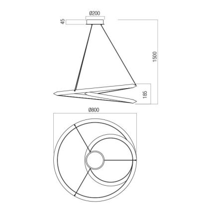 Redo 01-3377 - STORM LED-Pendelleuchte, dimmbar, an Stahlseil, 60W/230V, 3000/4000/6000K, CRI 90, Ø 80 cm, gold