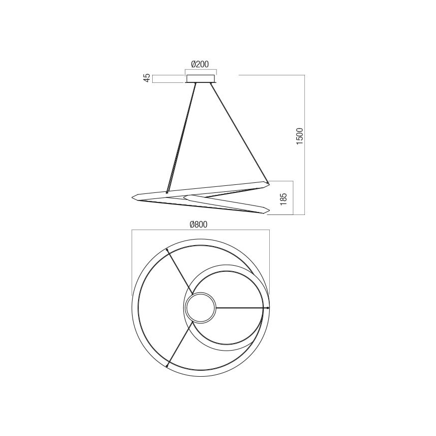 Redo 01-3377 - STORM LED-Pendelleuchte, dimmbar, an Stahlseil, 60W/230V, 3000/4000/6000K, CRI 90, Ø 80 cm, gold