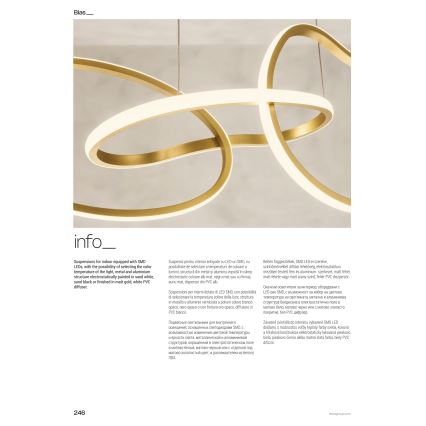 Redo 01-3389 - Dimmbare LED-Hängeleuchte an Kabel BIAS LED/90W/230V 3000/4500/6500K CRI 90 goldfarben