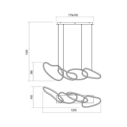 Redo 01-3389 - Dimmbare LED-Hängeleuchte an Kabel BIAS LED/90W/230V 3000/4500/6500K CRI 90 goldfarben
