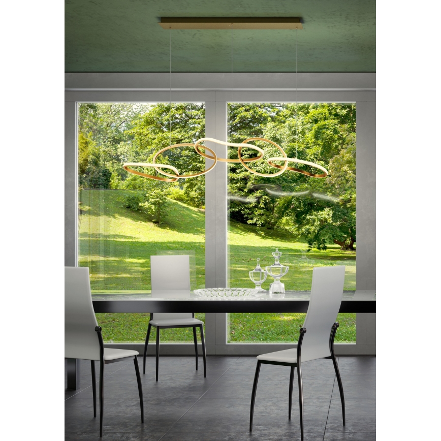 Redo 01-3392 - Dimmbare LED-Pendelleuchte BIAS mit Kabelaufhängung LED/120W/230V 3000/4500/6500K CRI 90 goldfarben