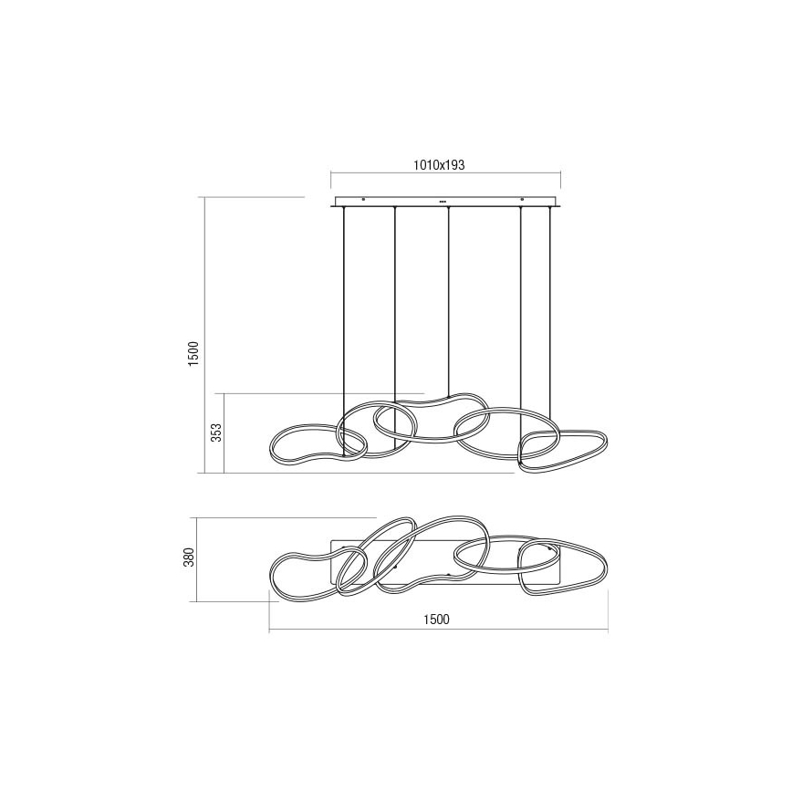 Redo 01-3392 - Dimmbare LED-Pendelleuchte BIAS mit Kabelaufhängung LED/120W/230V 3000/4500/6500K CRI 90 goldfarben