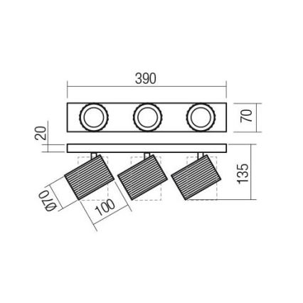 Redo 01-3405 - Deckenspot DELPHI 3xGU10/7W/230V goldfarben