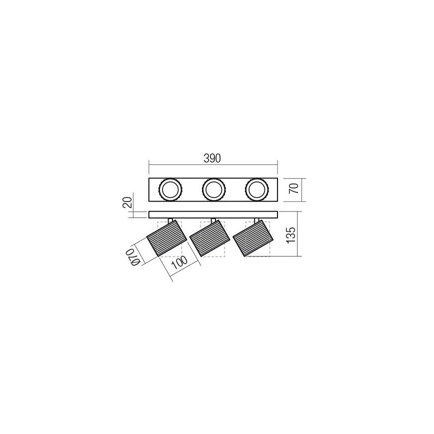 Redo 01-3405 - Deckenspot DELPHI 3xGU10/7W/230V goldfarben